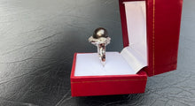Load image into Gallery viewer, #373 - 14k White Gold, Black Rosé Pearl &amp; Diamond Ring, Size 8 3/4
