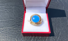 Load image into Gallery viewer, #314 - 14k Yellow Gold, Blue Jadeite &amp; Diamond Ring. Size 6.
