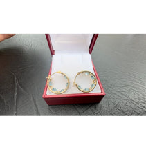 Load image into Gallery viewer, #526 - 14kt Yellow Gold, Blue Topaz Huggy Earrings
