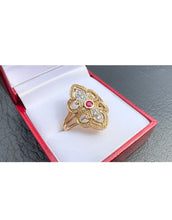 Load image into Gallery viewer, #407 - Precious &amp; Unique 14kt, Ruby &amp; Diamond Ring, Size 8 3/4
