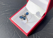 Load image into Gallery viewer, #458 - 14k White Gold, Pear Sapphire &amp; Diamond, Unique &amp; Custom Ring, Size 71/4
