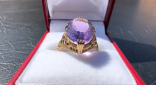 Load image into Gallery viewer, #312 - 14k Yellow Gold, Intricately Designed Filigree, Oval Cut Amethyst Ring, Size 9
