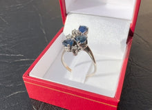 Load image into Gallery viewer, #458 - 14k White Gold, Pear Sapphire &amp; Diamond, Unique &amp; Custom Ring, Size 71/4

