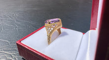 Load image into Gallery viewer, #312 - 14k Yellow Gold, Intricately Designed Filigree, Oval Cut Amethyst Ring, Size 9

