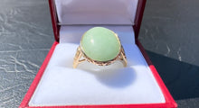 Load image into Gallery viewer, #322 - 14kt Yellow Gold, 6.34ct Cabochon Jadeite Ring, Size 9
