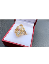 Load image into Gallery viewer, #407 - Precious &amp; Unique 14kt, Ruby &amp; Diamond Ring, Size 8 3/4
