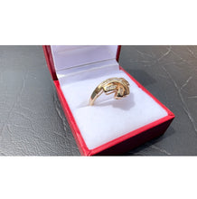 Load image into Gallery viewer, #481 - 10kt Yellow Gold, Diamond Baguette Twist Band, Size 8 1/2

