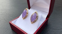 Load image into Gallery viewer, #380 - 14kt, Lavender, Marquis Jade Earrings
