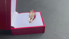 Load and play video in Gallery viewer, #735 - 14kt Yellow Gold, EFFY Ruby &amp; Diamond Ring, Size 7
