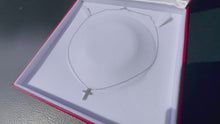 Load and play video in Gallery viewer, #805 - 14kt White Gold, CZ Cross &amp; 18” Necklace
