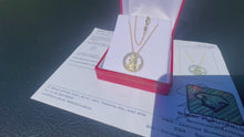 Load and play video in Gallery viewer, #868 - 10-14k Yellow Gold, Diamond “Happiness” Pendant Necklace
