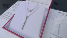 Load and play video in Gallery viewer, #767 - 14k White Gold, Linear Drop Diamond Pendant, 18”
