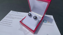 Load and play video in Gallery viewer, #906 - Blue Akoya Pearl, 14kt Yellow Gold Earrings
