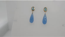 Load image into Gallery viewer, #313 - 14k Yellow Gold, Custom Drop Earrings, Blue Topaz &amp; Blue Jadeite
