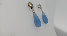 Load image into Gallery viewer, #313 - 14k Yellow Gold, Custom Drop Earrings, Blue Topaz &amp; Blue Jadeite
